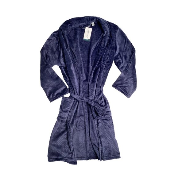 Perry Ellis Portfolio Men's Herringbone Textured Fleece Plush Robe Sleepwear OS - Picture 3 of 5